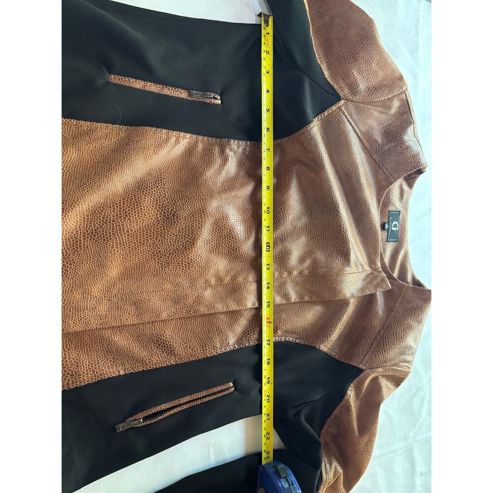 G by Giuliana XL Brown Faux Snakeskin Moto Jacket - Picture 7 of 8